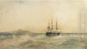 A British Ship Off St Helena by Andrew Nicholl