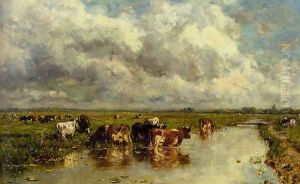 Meadow with cattle by Willem Roelofs