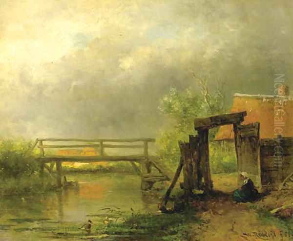 After the rain a footbridge across a ditch - view 1