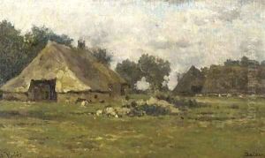 Farmhouses in Aalden, Drenthe by Willem Roelofs