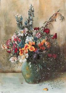 A mixed summer bouquet in a vase