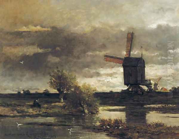 Afternoon fishing near a windmill - view 1