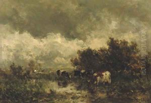 Watering cows 2 by Willem Roelofs