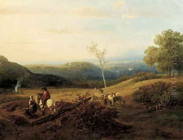 A panoramic summerlandscape with harvesters - view 1