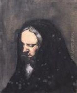 Portrait Of A Lady (head And Shoulders) In A Black Shawl by William Nicholson