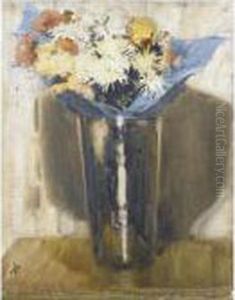 Flowers In Paper In A Vase by William Nicholson