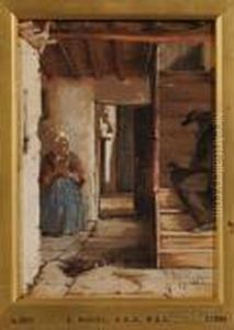 Two Figures In An Interior by Erskine Nicol