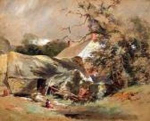 Children At The Barn by Erskine Nicol