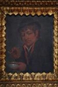 Boy Holding Ewer And Another Of A Man Holdinga Bowl And Smoking A Pipe, A Pair