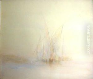 'fishing Boats Off The Coast', Watercolour, 48cm X 74cm, Signed, Framed by Erskine Nicol