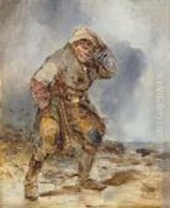 An Uileann Piper In A Storm by Erskine Nicol