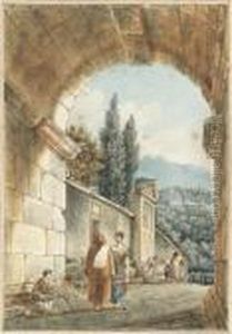 Der Drususbogen Mit Blick Auf Die Albaner Berge by Victor-Jean Nicolle