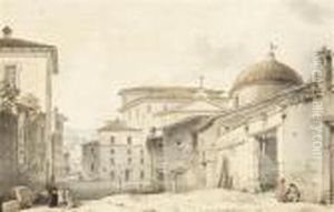 Vue D'une Rue Animee A Rome by Victor-Jean Nicolle