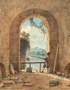 Interieur De La Chapelle St Benezet Sur Le Pont D'avignon Avec Unartiste by Victor-Jean Nicolle