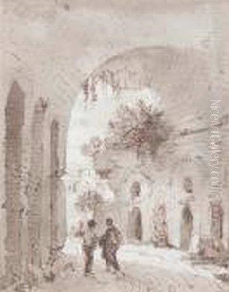 Travellers In A Classical Ruin - view 1