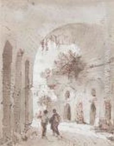 Travellers In A Classical Ruin by Victor-Jean Nicolle