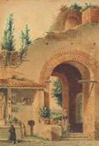 Unoratoire Dans La Villa D?hadrien A Tivoli. by Victor-Jean Nicolle