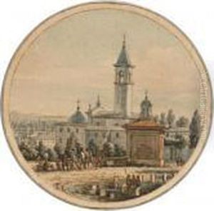 View Over An Italian Church And Town by Victor-Jean Nicolle