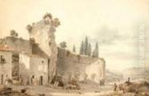 Vue Animee Des Ruines D'une Des Salles Des Thermes De Titus Et Du Colisee A Rome