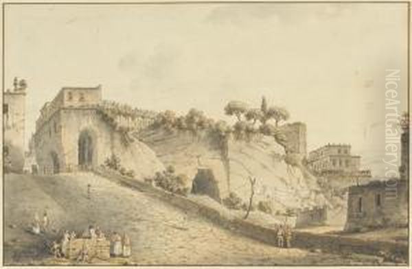 The Castle Of Capodimonte, Naples, With Vesuvius In Thedistance - view 1