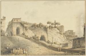 The Castle Of Capodimonte, Naples, With Vesuvius In Thedistance