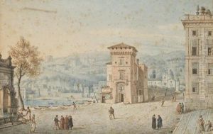 Le Port De Chiaia Avec A L'arriere Plan La Ville De Mergellina, D'apres Van Wittel Le Port De Chiaia Avec A L'arriere Plan La Ville De Mergellina, D'apres Van Wittel