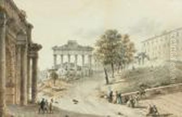 L'arc De Septime Severe Et La Temple De Jupiter
Aquarelle Plume Et Encre Brune - view 1