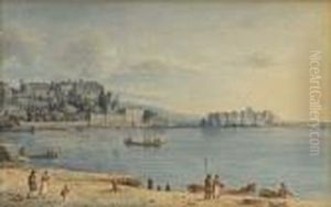 Vue De La Baie De Naples Avec Le Chateau De L'oeuf. by Victor-Jean Nicolle