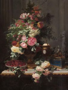 Still Life with Roses and Wild Strawberries by Jean-Baptiste Robie