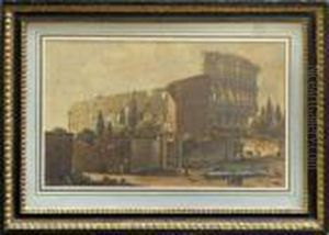 Le Degagement D'une Colonne Antique Devant Le Colisee A Rome. by Victor-Jean Nicolle