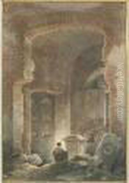 Personnages Dans Un Paysage De Ruines. - view 1