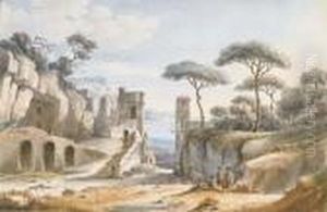 Vue De La Baie De Naples Et Du Chateau Sant'elmo Depuis Le Montposillipo by Victor-Jean Nicolle