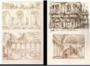 Six Sheets With Ten Studies Of Roman Buildings, Ruins And Italianate Landscapes