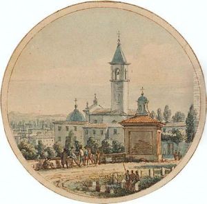 View Of An Italian Church And Town by Victor-Jean Nicolle