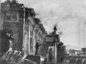 Personnages Dans Des Ruines by Victor-Jean Nicolle
