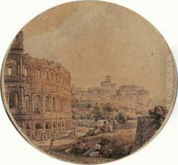 Personnages Devant Le Colisee De Rome - view 1