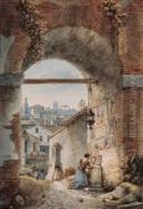 A Shrine At The Corner Of Via 
Santa Maria Maggiore And Via Sanpietro, Rome; And A View Near The 
Trinita Dei Monti, Rome.