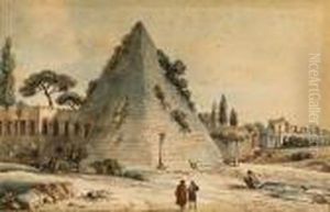 The Pyramid Of Caius Cestius With The Aurelian Walls, Rome by Victor-Jean Nicolle