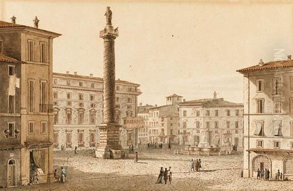 Piazza Colonna With The Column Of Marcus Aurelius, Rome - view 1