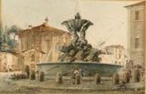 The Fountain Of The Piazza Santa
Maria In Cosmedin With The Templeof Cybele, Saint Peter In The
Background, Rome by Victor-Jean Nicolle