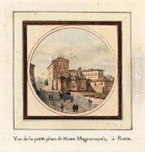 The Arch Of Septimius Severus Rome; And The Piazza Montemagnanapoli, Rome by Victor-Jean Nicolle