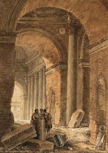 Three Soldiers In A Ruined Gallery by Victor-Jean Nicolle