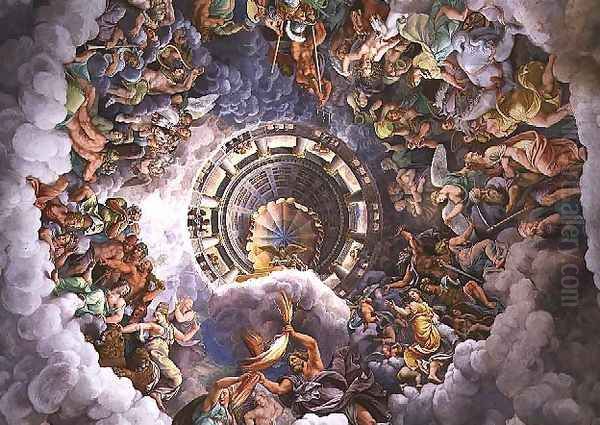 The Gods of Olympus, trompe loeil ceiling from the Sala dei Giganti, 1528 - view 1