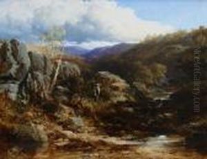 A Fisherman By A Rocky Stream by Edmund John Niemann