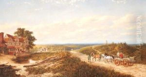 Horse And Cart Passing A Village by Edmund John Niemann