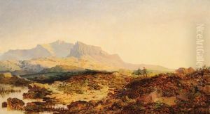 Paesaggio Lacustre Con Viandanti E Sfondo Di Montagne by Edmund John Niemann