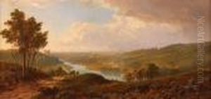 Panoramic View Of A Valley With Cottages by Edmund John Niemann