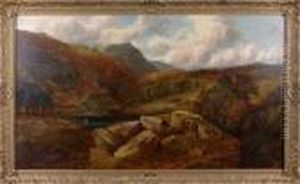 The Trossachs, Stirlingshire, Scotland With Figures In The Foreground. by Edmund John Niemann
