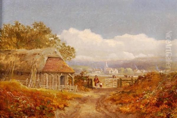 Extensive Landscape View With Children By An Open Gate - view 1