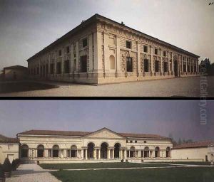 Facade and courtyard view 1526-34 by Giulio Romano (Orbetto)